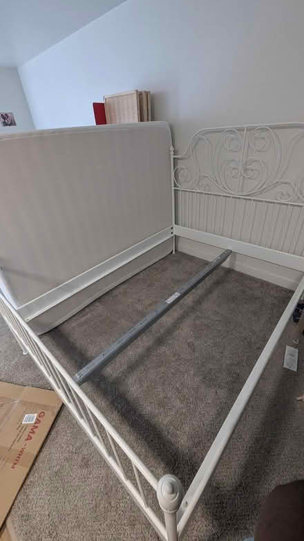Photo of free Full size Twin Mattress and Frame (Next to Climate Pledge Area) #2
