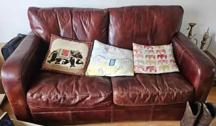 Photo of free Brown Leather Sofa (Great Yarmouth NR30) #2