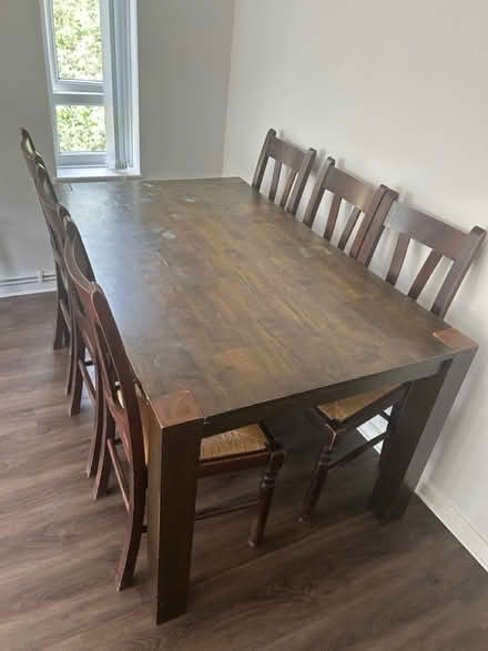 Photo of free Wood Dining Table + 6 Chairs (Thamesmead SE28) #1