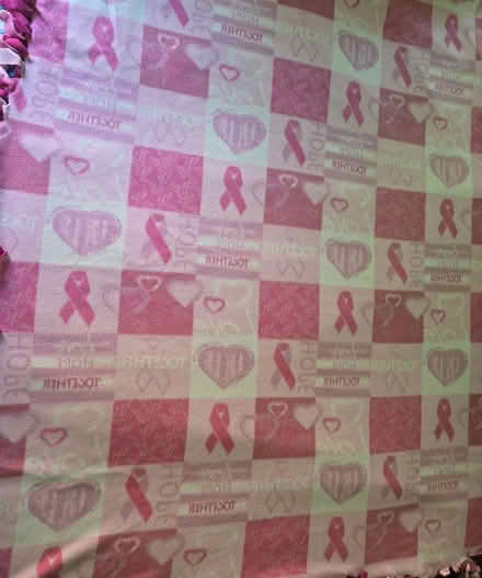 Photo of free Pink Cancer Ribbon Fleece Blanket (West 7th) #2