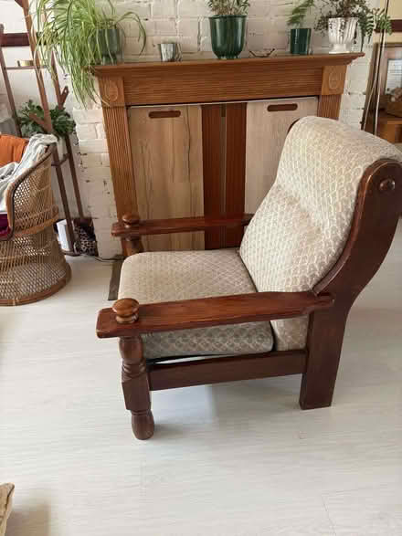 Photo of free Armchair and two large cushions. No fire label (Woodford IG8) #1