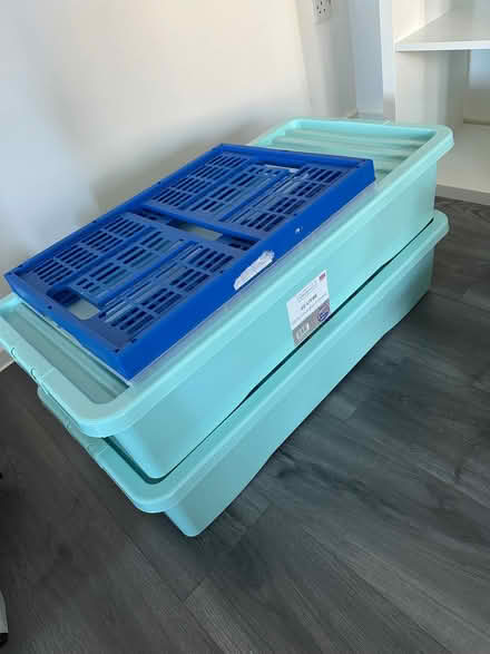 Photo of free Two under the bed storage boxes plus a folding crate (Abingdon-on-Thames OX14) #1