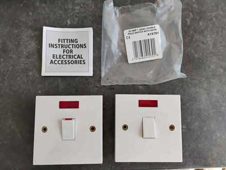 Photo of free 2 x MK 20A, 1 Gang, Double Pole switch with Neon (Baguley M33) #2