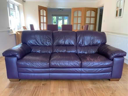 Photo of free Decent high quality genuine leather three seater sofa (Broomfield ME17) #4