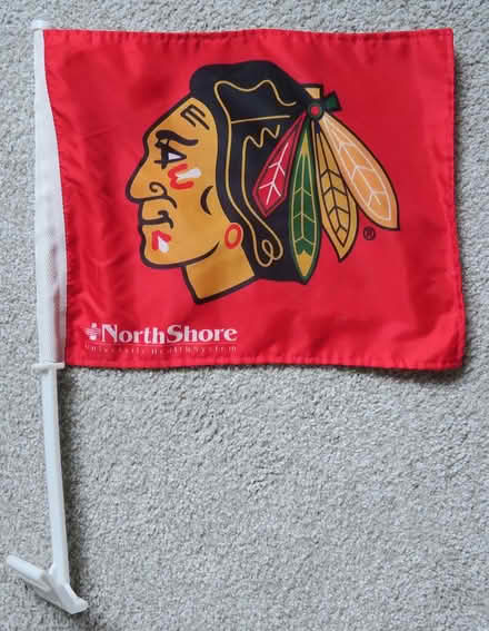 Photo of free Chicago Blackhawks car window flag (Prospect Hts) #1