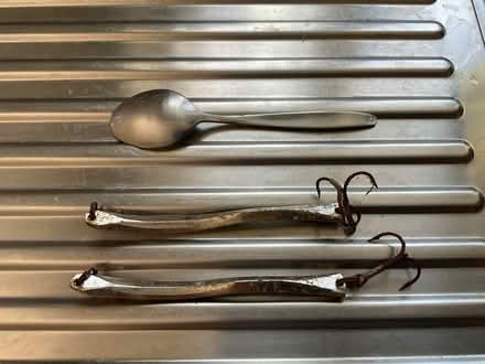 Photo of free 2 fishing spinners, hooks are rusty. (Locks Heath SO31) #1