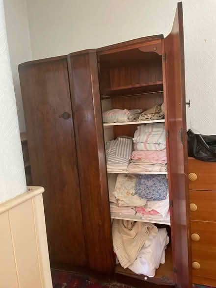 Photo of free vintage mahogany wardrobe with shelves (Harringay N4) #1