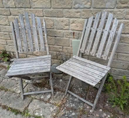 Photo of free Two wood folding garden chairs (Yatton Keynell SN14) #2