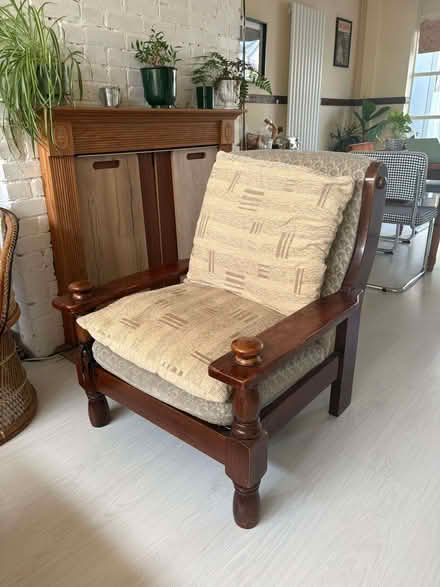 Photo of free Armchair and two large cushions. No fire label (Woodford IG8) #3