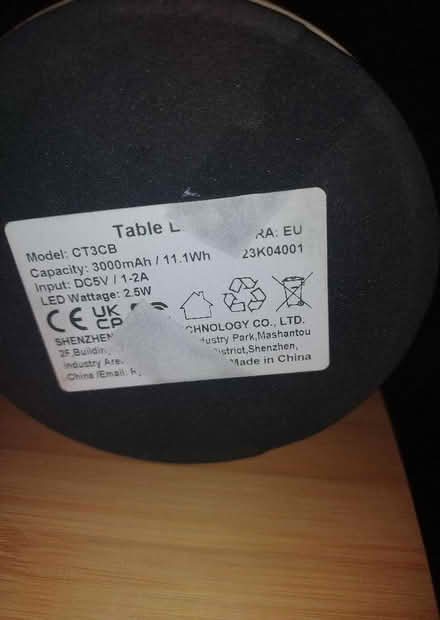 Photo of free Rechargeable Table lamp (Chingford E4) #3