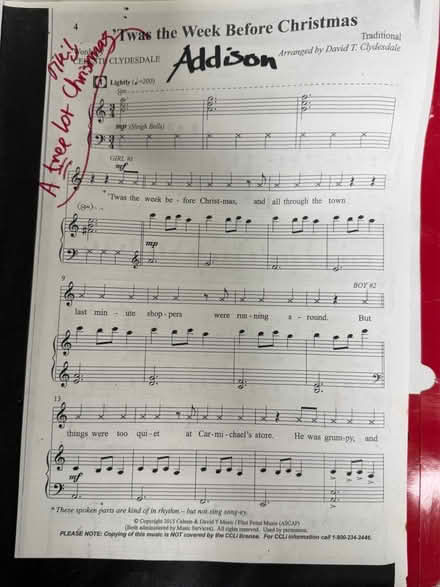 Photo of free Printed Xmas script & sheet music (1075 Valencia Avenue) #2