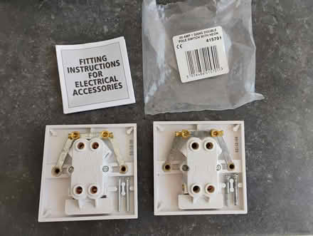 Photo of free 2 x MK 20A, 1 Gang, Double Pole switch with Neon (Baguley M33) #1