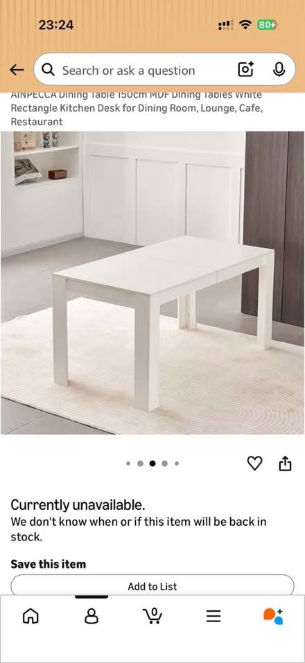 Photo of free White dining table 150cm x 80cm (Sutton SM2) #1