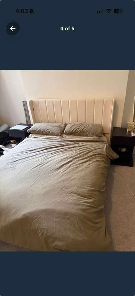 Photo of free Cream bed frame - king (West Hampstead NW6) #2
