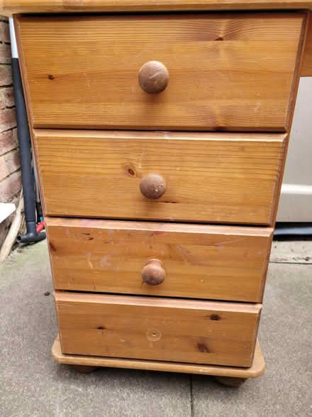 Photo of free Wooden Desk with 6 drawers (Beckton E6) #3