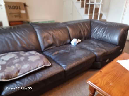 Photo of free 6 seater leather sofa with pillows (Cheadle SK8) #3