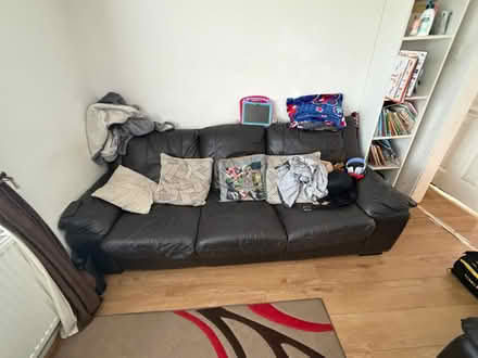 Photo of free Dark brown leather sofas (Cheshunt EN8,) #1