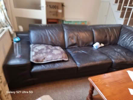 Photo of free 6 seater leather sofa with pillows (Cheadle SK8) #4