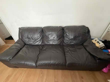 Photo of free Dark brown leather sofas (Cheshunt EN8,) #3