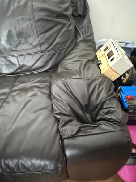 Photo of free Dark brown leather sofas (Cheshunt EN8,) #2