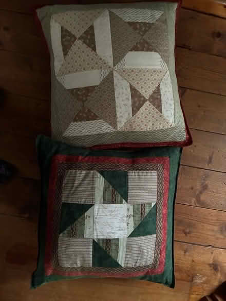 Photo of free Pair of nice patchwork cushions (Barnard's Green WR14) #1
