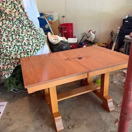 Photo of free Solid oak table with 4 leaves (North Aurora) #2