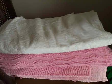 Photo of free Bedspreads, 2 pink candlewick double and a white single one (Barnard's Green WR14) #1