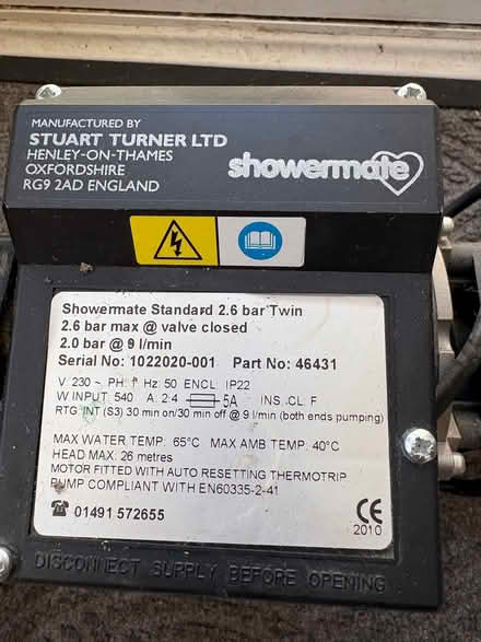Photo of free Showermate 2.6 bar Twin-Not working (Woosehill RG41) #2
