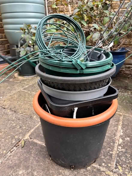 Photo of free Misc garden pots baskets etc (Teddington Tw11) #2
