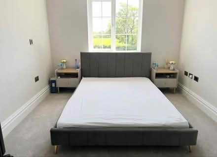 Photo of free Grey king size bed only, no mattress (Red Scar PR2) #1