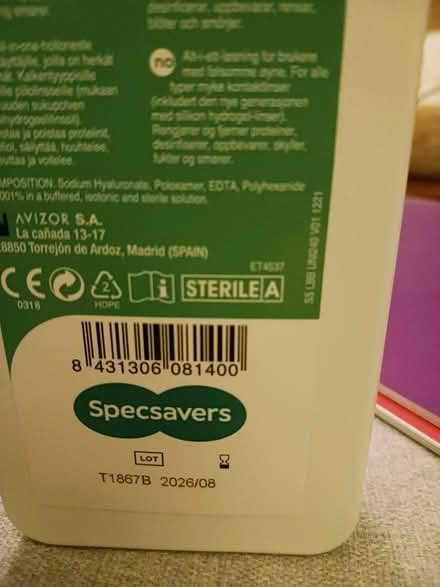 Photo of free Contact lens solution (East Dulwich, SE22) #2