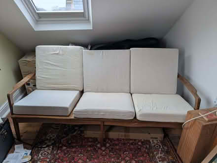 Photo of free Wooden Sofa With Cushions (Daisy Hill BD9) #2