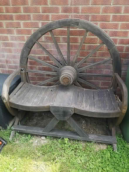Photo of free Old wooden cartwheel bench (York YO24) #1