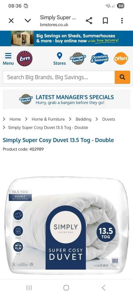 Photo of free B&M Double duvet 13.5 tog (Evesham WR11) #1