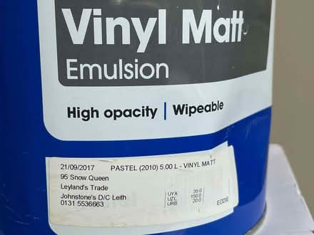 Photo of free Paint - vinyl matt emulsion 5 litre tin (Trinity EH6) #2