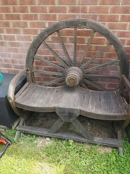 Photo of free Old wooden cartwheel bench (York YO24) #2