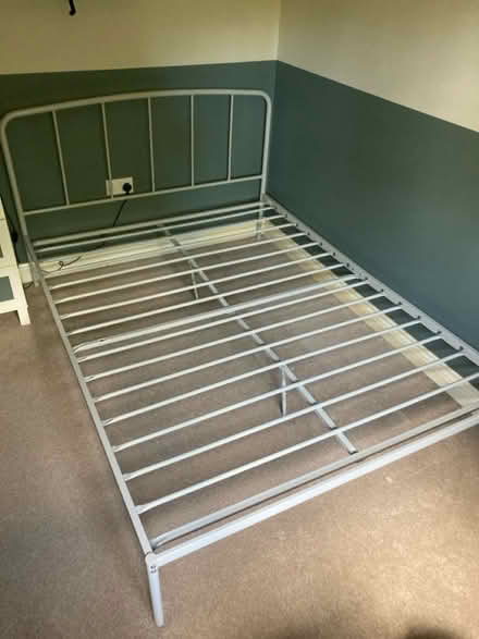 Photo of free Grey Metal Double Bed Frame (TN27 Biddenden) #1