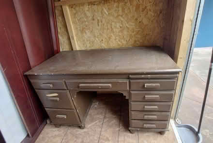 Photo of free Wood Desk with 9 Drawers (94015) #1