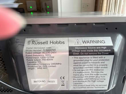 Photo of free Russel hobbs Microwave (Hazel Grove SK7) #3