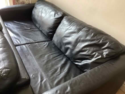 Photo of free 2 John Lewis black leather sofas (Ashton-in-Makerfield WN4) #2
