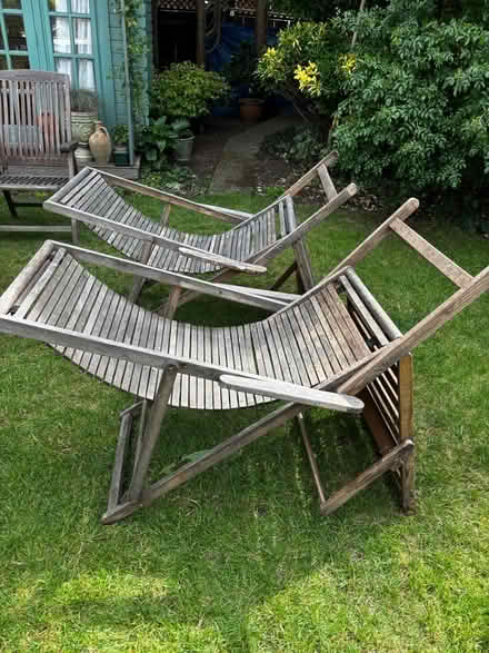 Photo of free Two teak reclining garden chairs (Potters Bar EN6) #2