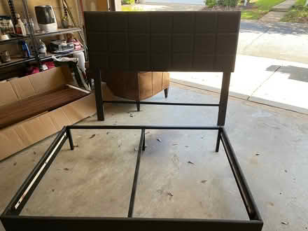 Photo of free Queen size bed frame and headboard (Woodstock) #1