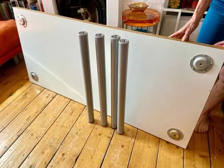 Photo of free Sturdy white table top, metal legs (East Oxford) #2
