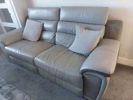 Photo of free Grey leather 3 seater recliner sofa (Mile Oak BN41) #1