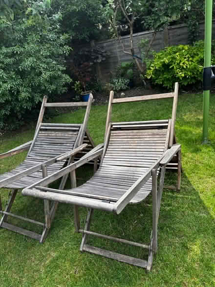 Photo of free Two teak reclining garden chairs (Potters Bar EN6) #1