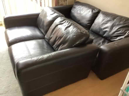 Photo of free 2 John Lewis black leather sofas (Ashton-in-Makerfield WN4) #3