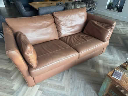 Photo of free Large and medium brown leather sofas (Lion Gate TW9) #4