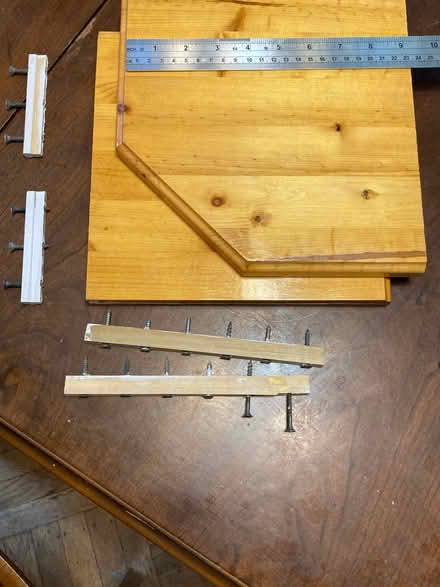 Photo of free 2 pine pentagonal corner shelves (Petworth/ Park View) #1