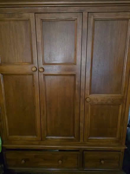 Photo of free Large solid wood wardrobe and Bed (Erith DA17) #1