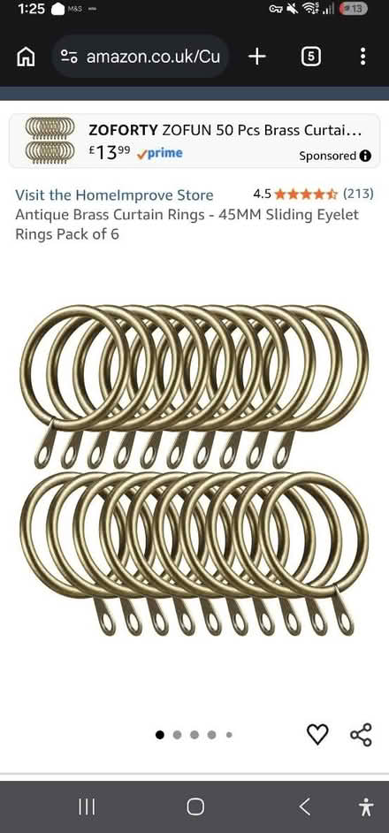 Photo of Brass curtain rings/ curtain pole (BN11 worthing) #1
